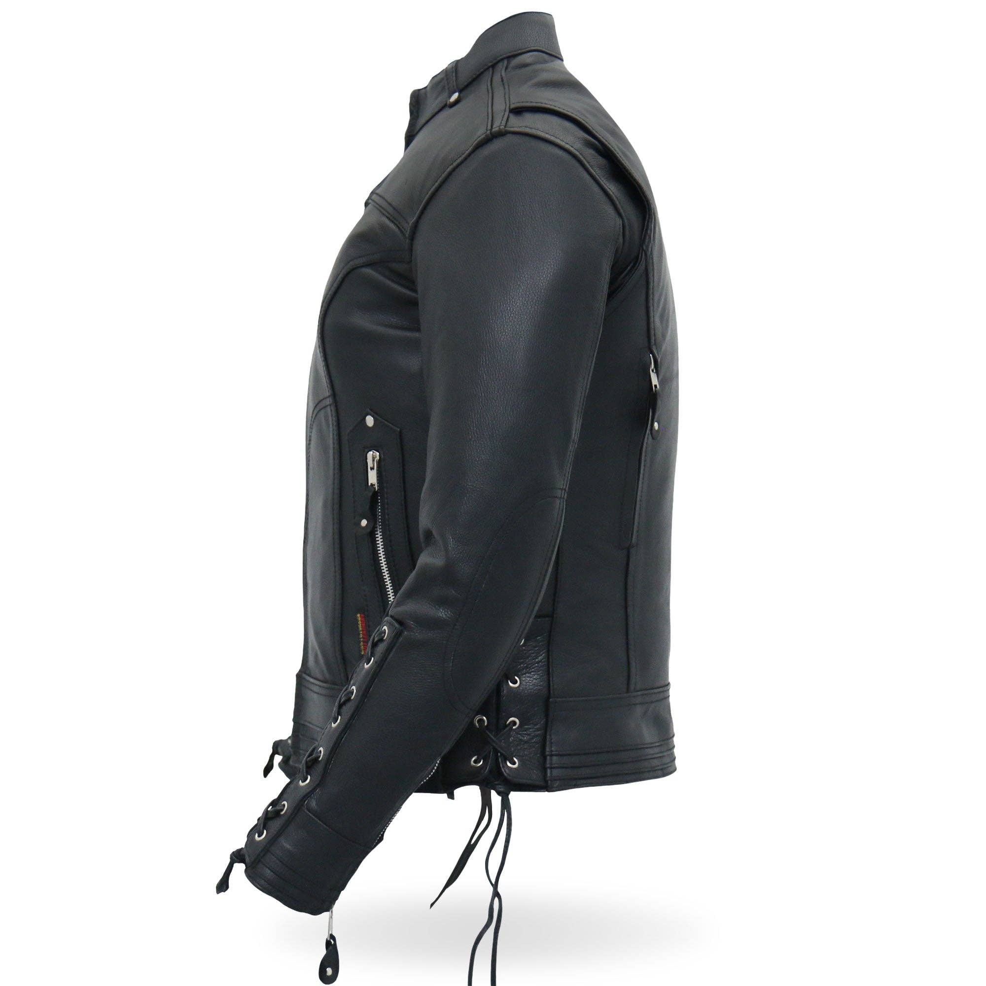 NEGRO Chaqueta motera de piel Hot Leathers JKL1025, estilo moto, mangas con cordones, para mujer de venta al por mayor en Faire7