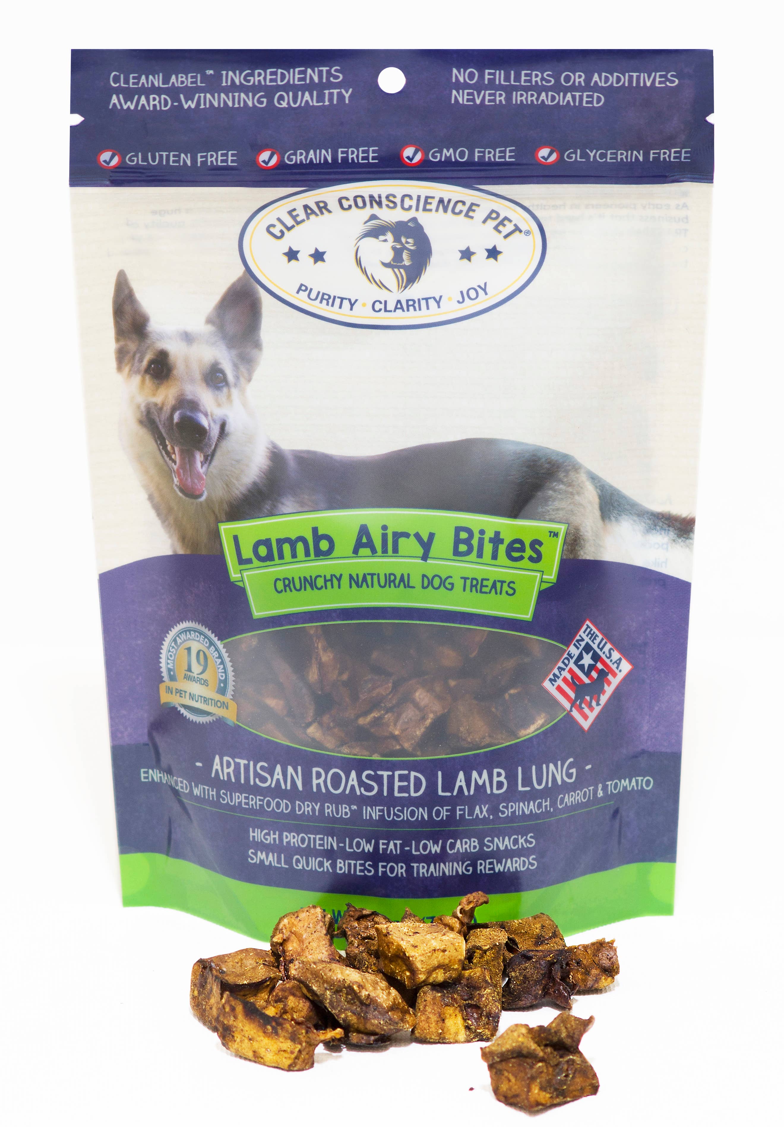 Clear Conscience Pet - Wholesale Pet Treats - Dog - Lamb Airy Bites with SDR 2.8oz.0
