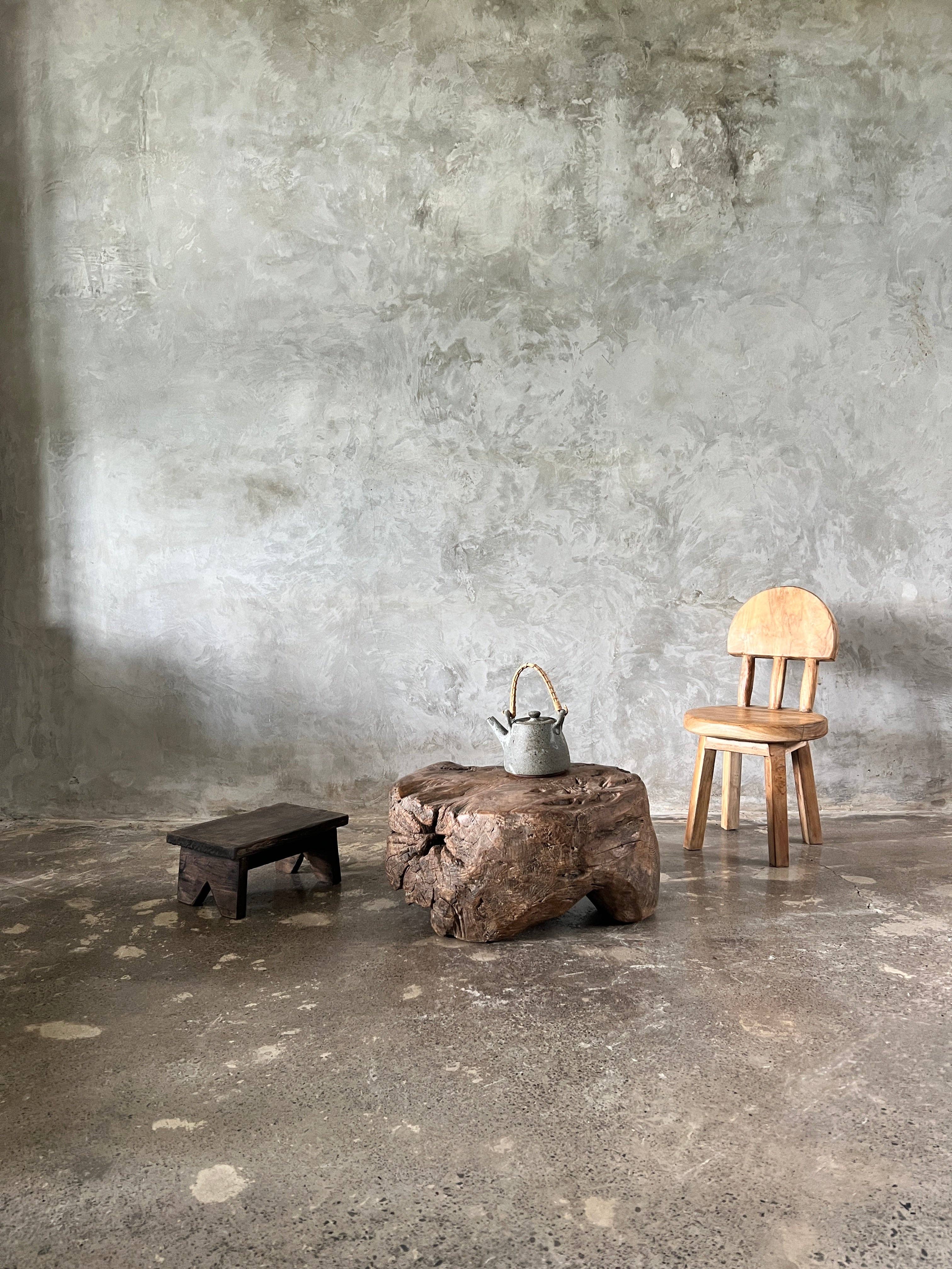 Office Objets - Wholesale Side Table - Small round coffee table in solid monoxyle organic teak D:47 H:25