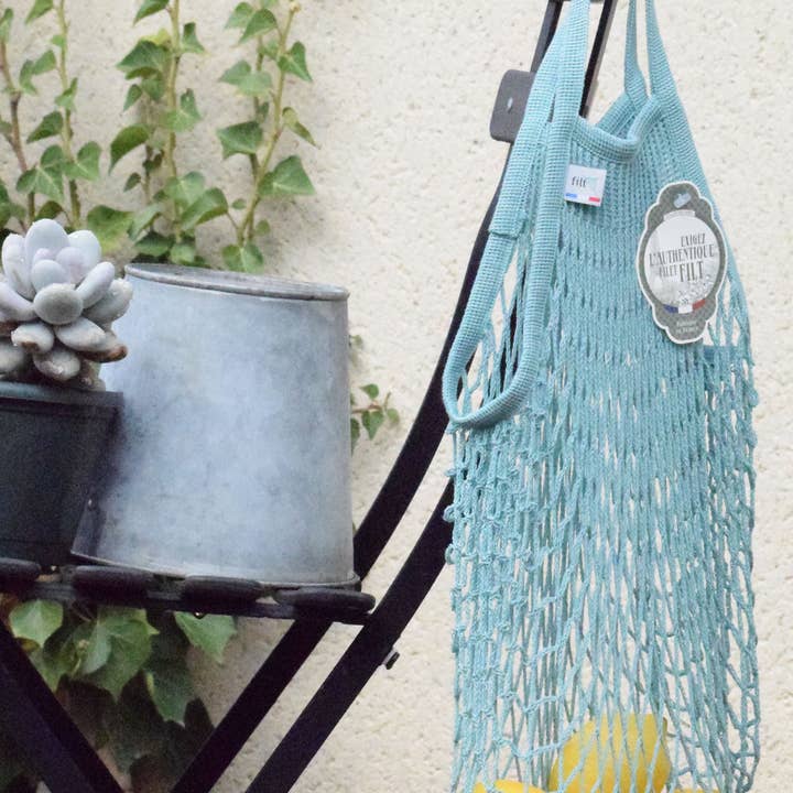 Filt1860 - Wholesale Grocery/Shopping Bag - Net shopping bag Aquablue small handles 1