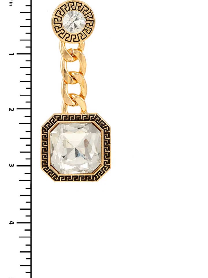 Orecchino a forma di chiave greca con catena pendente in vetro quadrato 14 per la vendita all'ingrosso da parte di anbfashion