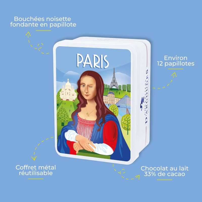 Chevaliers d'Argouges - Wholesale Chocolate Box - MONA LISA GIFT BOX - 33% MILK CHOCOLATE HAZELNUT BITES4