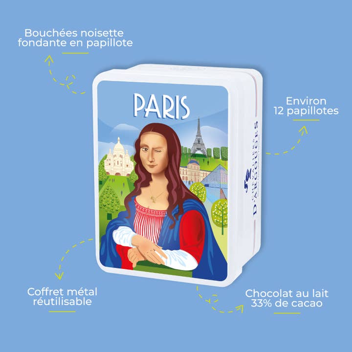 Chevaliers d'Argouges - Wholesale Chocolate Box - MONA LISA GIFT BOX - 33% MILK CHOCOLATE HAZELNUT BITES4