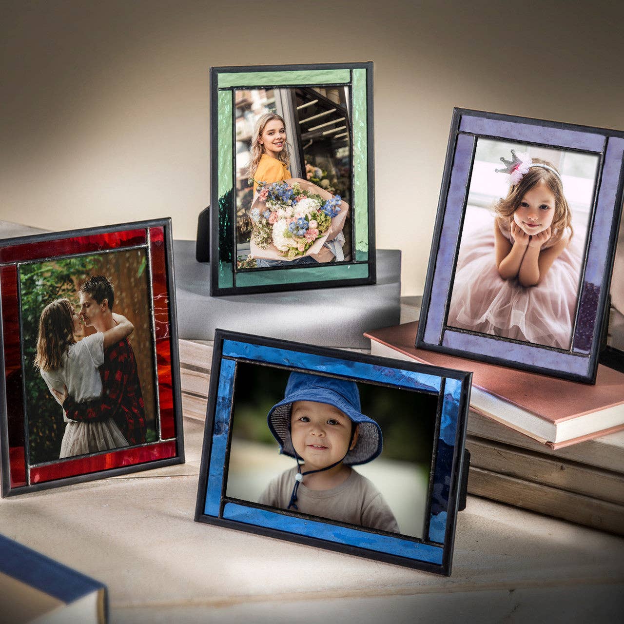 J Devlin Glass Art & Bert Anderson Collection - Wholesale Picture Frame - Pic 364 Sage Green Glass - Easel Back Frame  Series7