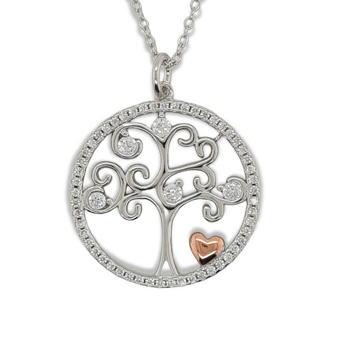 PENDENTIF ARBRE S/S AVEC CŒUR RGP pour la vente par Mountain Creek Jewellery
