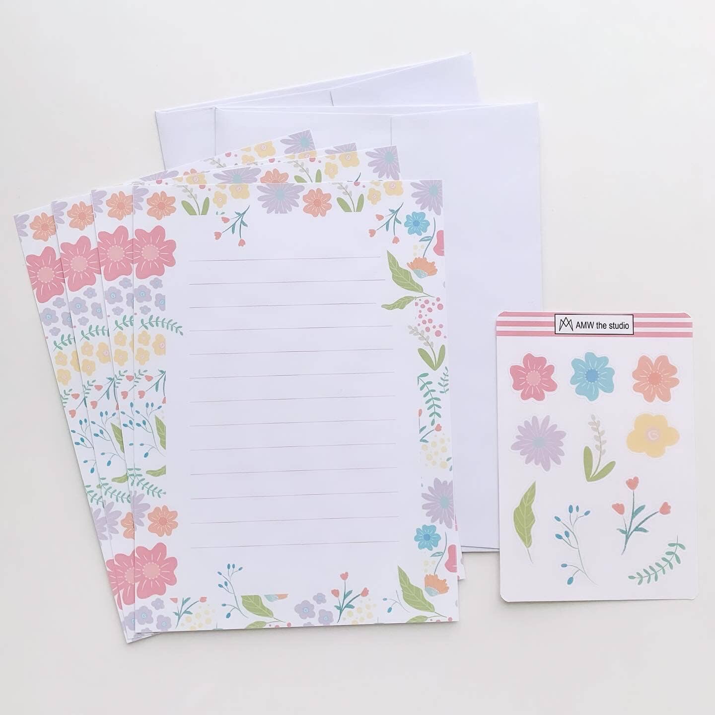 AMW the studio - Wholesale Stationery/Notecard Set - Spring Blooms Letter Writing Set2