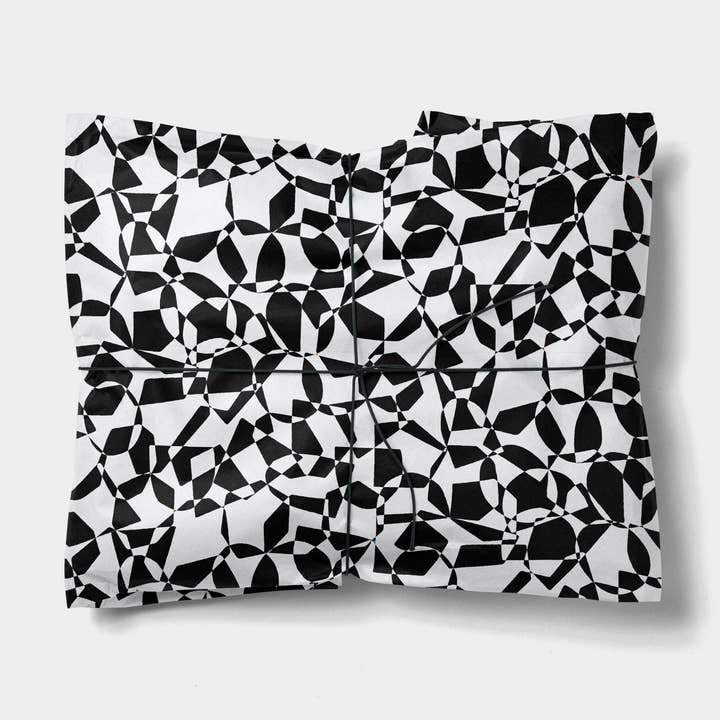 Geo Shapes Black and White Gift Wrap for wholesale by The Design Craft