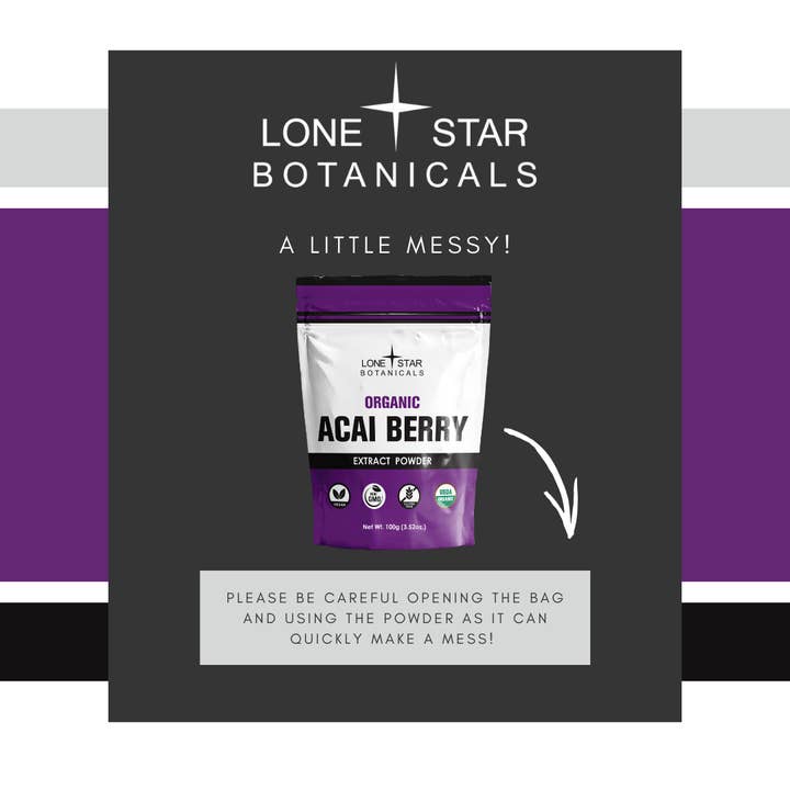 Lone Star Botanicals - Vente Poudres protéinées/superaliments - Poudre d'extrait de baies d'açaï biologique -- 100 g