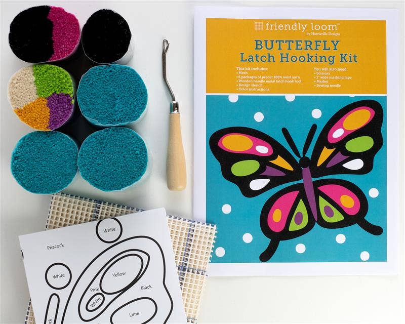 Friendly Loom - Wholesale DIY Craft Kit - Butterfly Latch Hooking Kit1