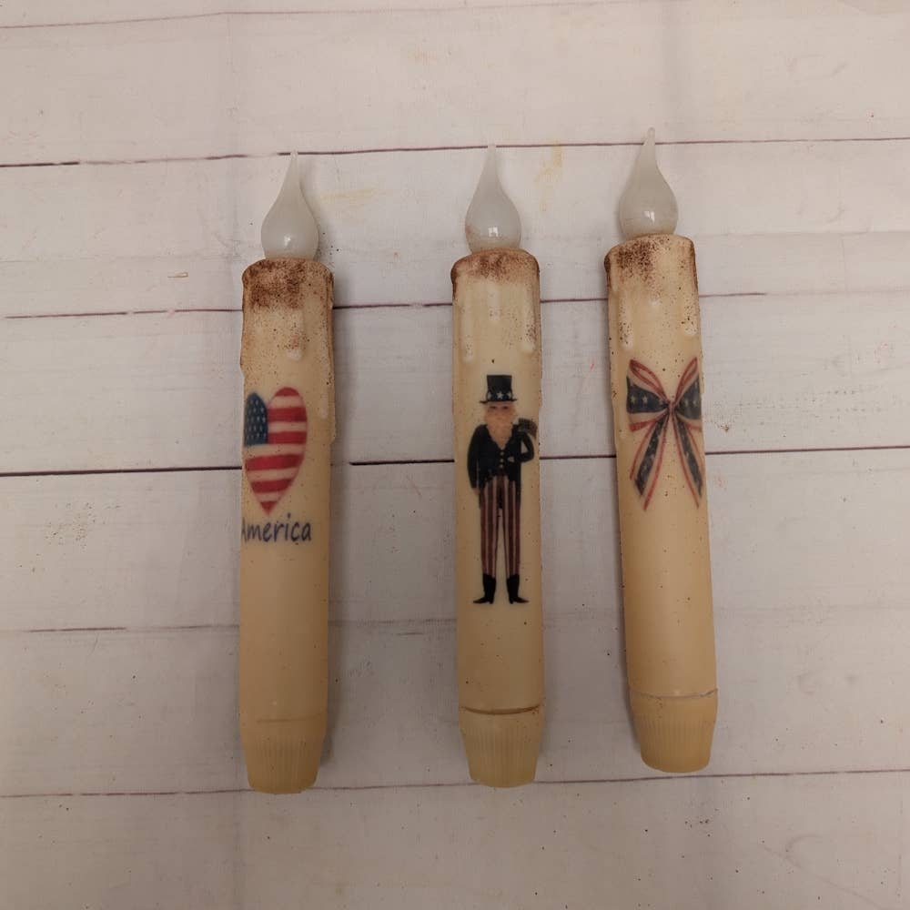 A.T. Imports - Wholesale Flameless Candle - Set of 3 Americana Timer Taper Candles
