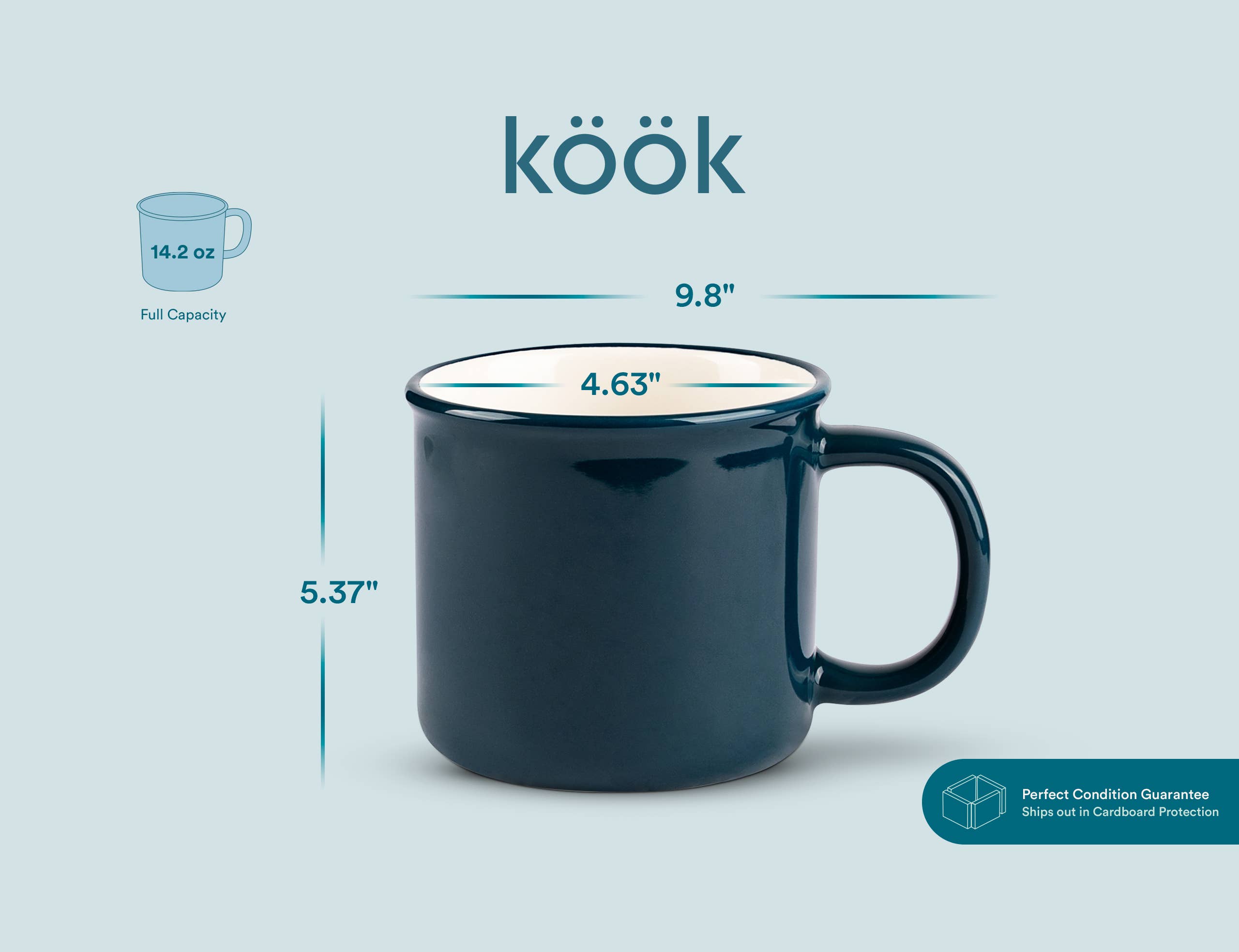 Kook - Wholesale Coffee Mug - Kook Ceramic Camper Mugs, 14 oz, Navy Blue, Set of 27