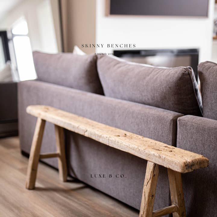 Luxe B Co – Großhandel Bänke – Vintage-schmale Holzbank aus wiederverwendetem Ulmenholz5