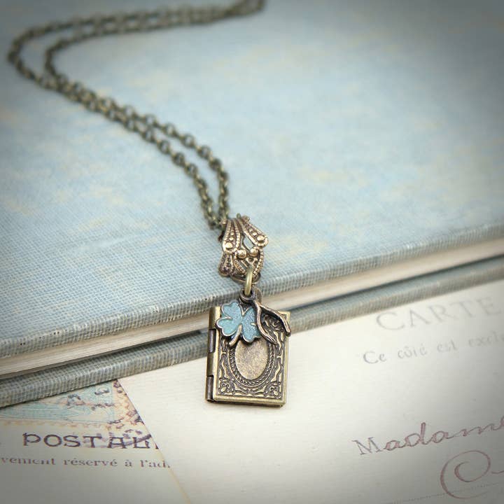 Good Luck Squared Miniature Locket Necklace for wholesale by Circa 1890