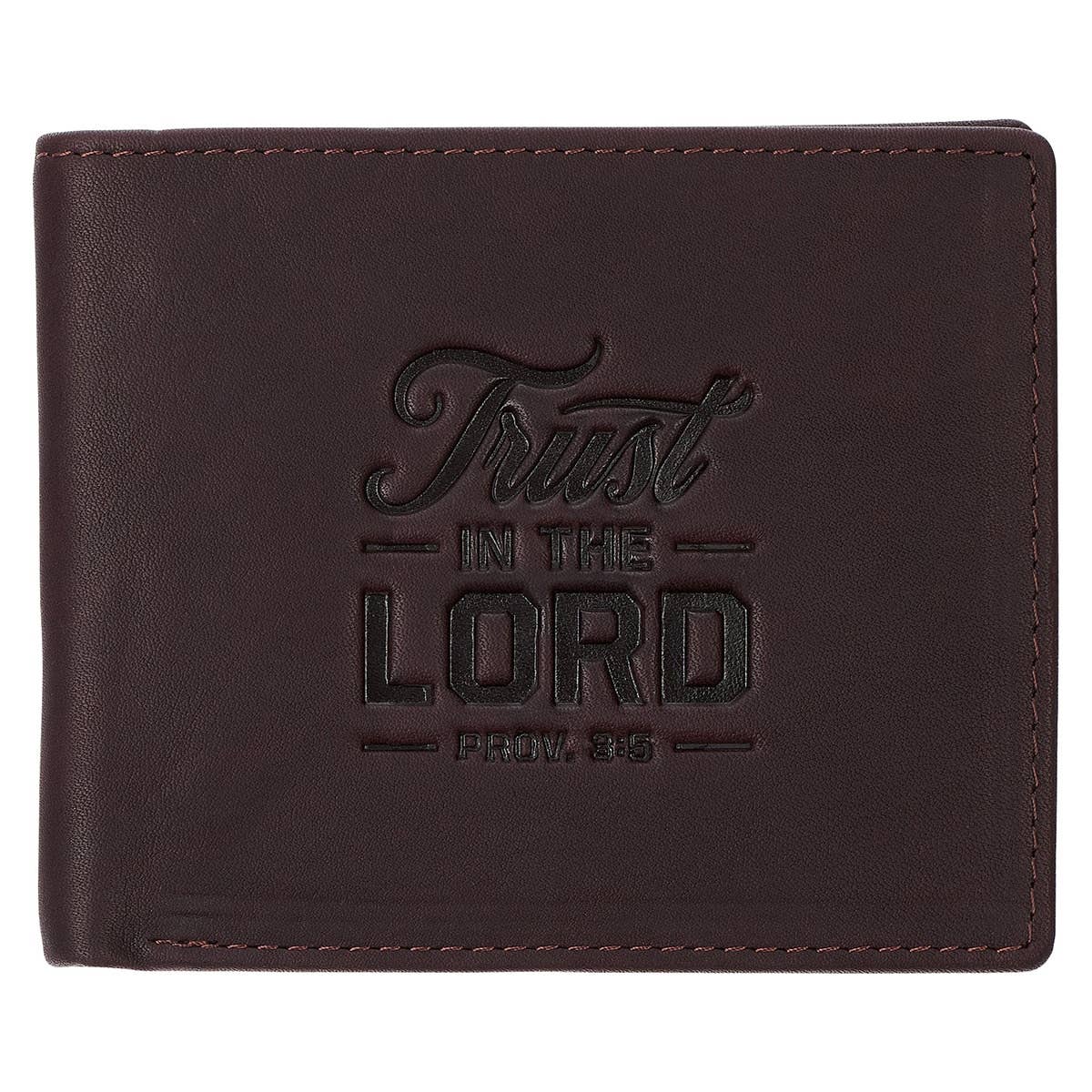 Christian Art Gifts - Wholesale Wallet - Men's - Wallet Leather Brown Trust in the Lord Prov. 3:50