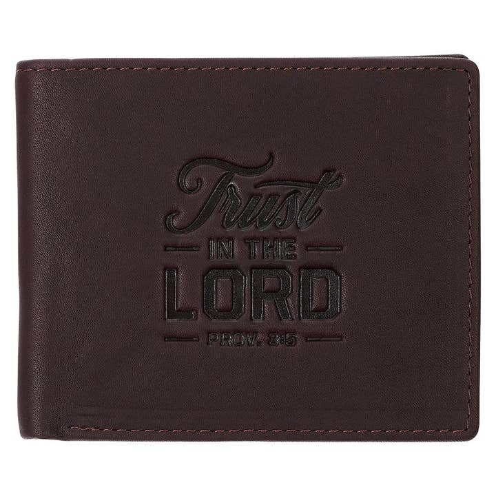 Christian Art Gifts - Wholesale Wallet - Men's - Wallet Leather Brown Trust in the Lord Prov. 3:5
