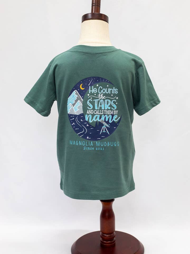 He Counts the Stars Kid's T-Shirt | Religious for wholesale by Magnolia Mudbugs