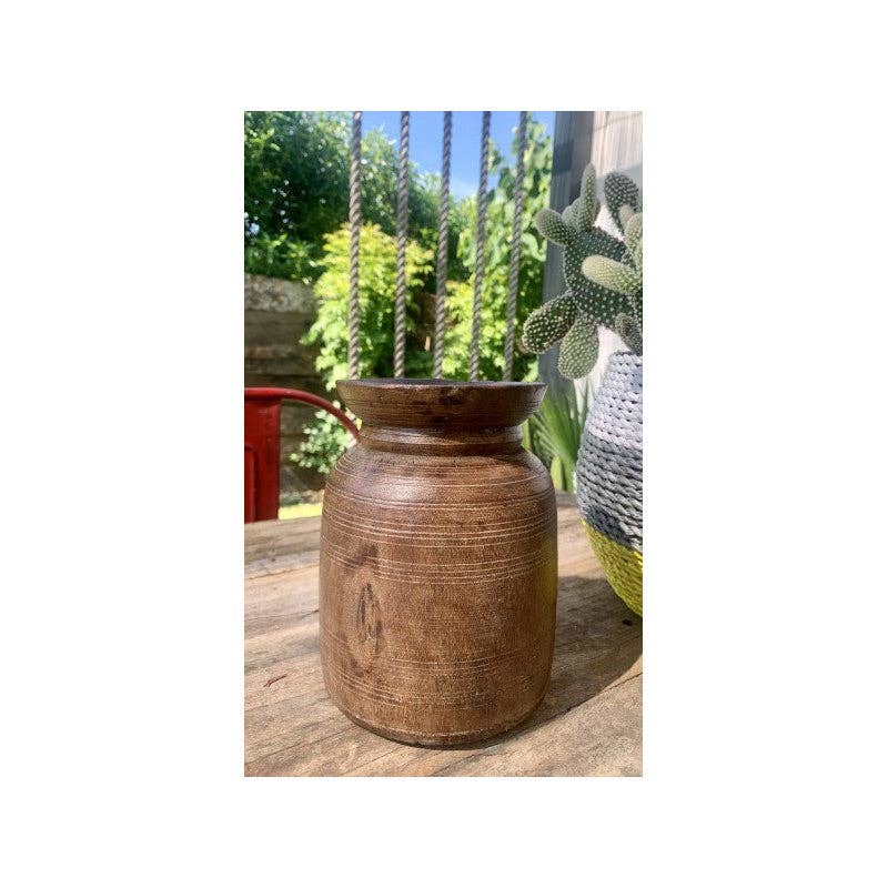 Paloma Black (Casa Natura Design, S.L.) - Wholesale Vase - Small Size Original Wooden Himalayan Storage Vase/Pot8