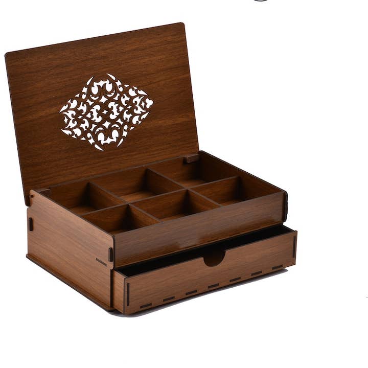 Box Organizer - Wooden Storage Case with 2 Layers,1 Drawer for wholesale by MOOG LLC