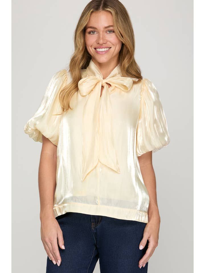 Vanilla Monkey - Venta al por mayor Blusa - Mujer - Top tejido con mangas abullonadas3