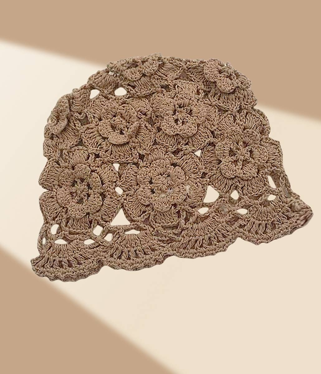 JC Sunny Fashion - Wholesale Bucket Hat - Women's - JCH903323 Vintage Hand-Crocheted Floral Dressy Bucket Hat3