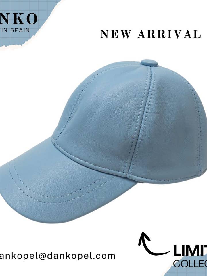 Echte Leder-Baseballkappe Himmelblau für den Großhandel von DANKOPEL,S.L.