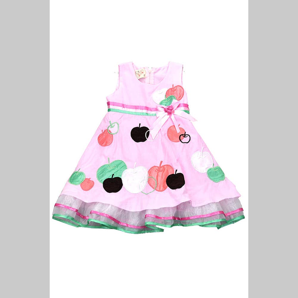 SISSYMINI - Wholesale Dress - Kids - Apple Applique Organza Ruffles Dress 878-2830