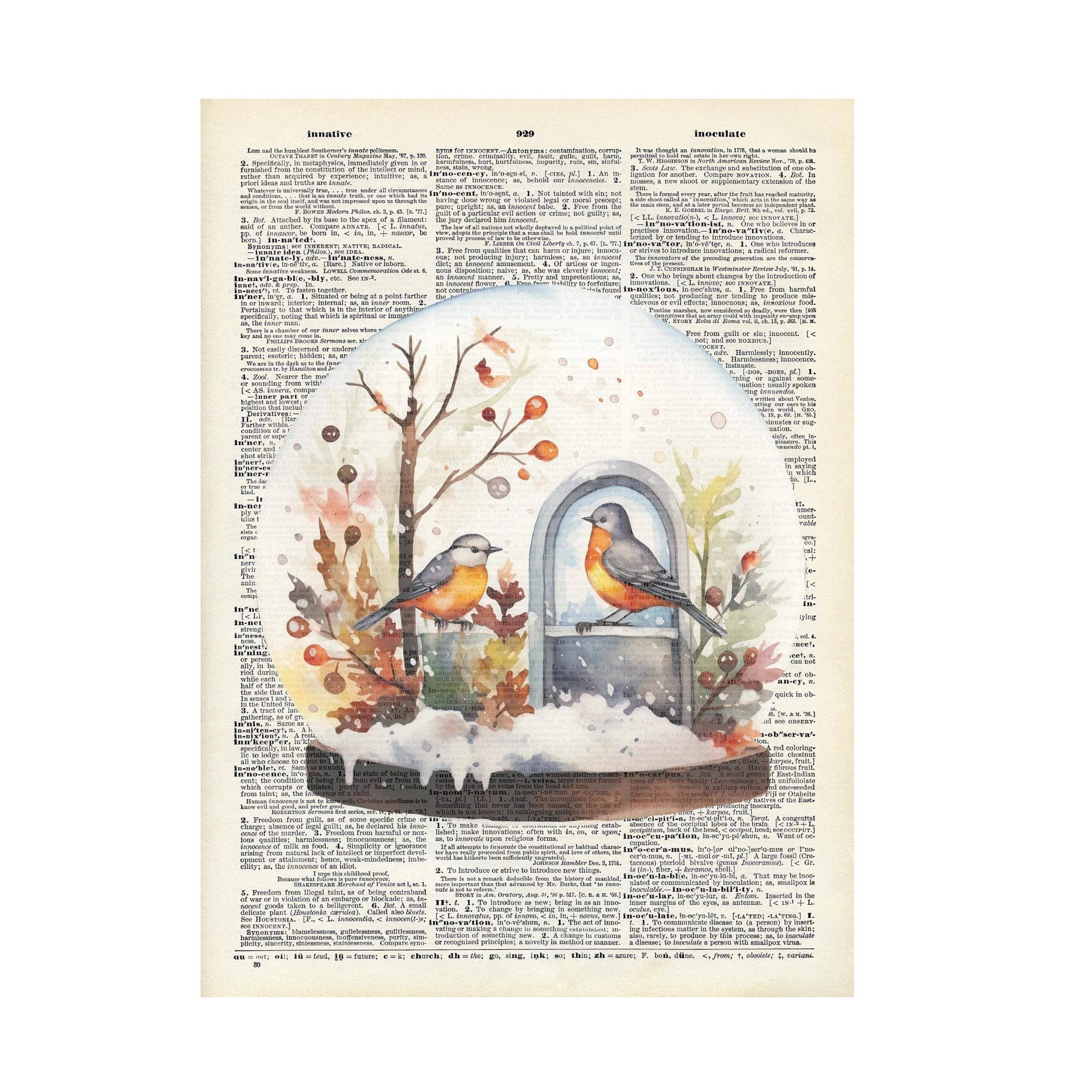 Crazilyhumbledesigns - Wholesale Art Print - Snow globe, fall themed , dictionary print.
