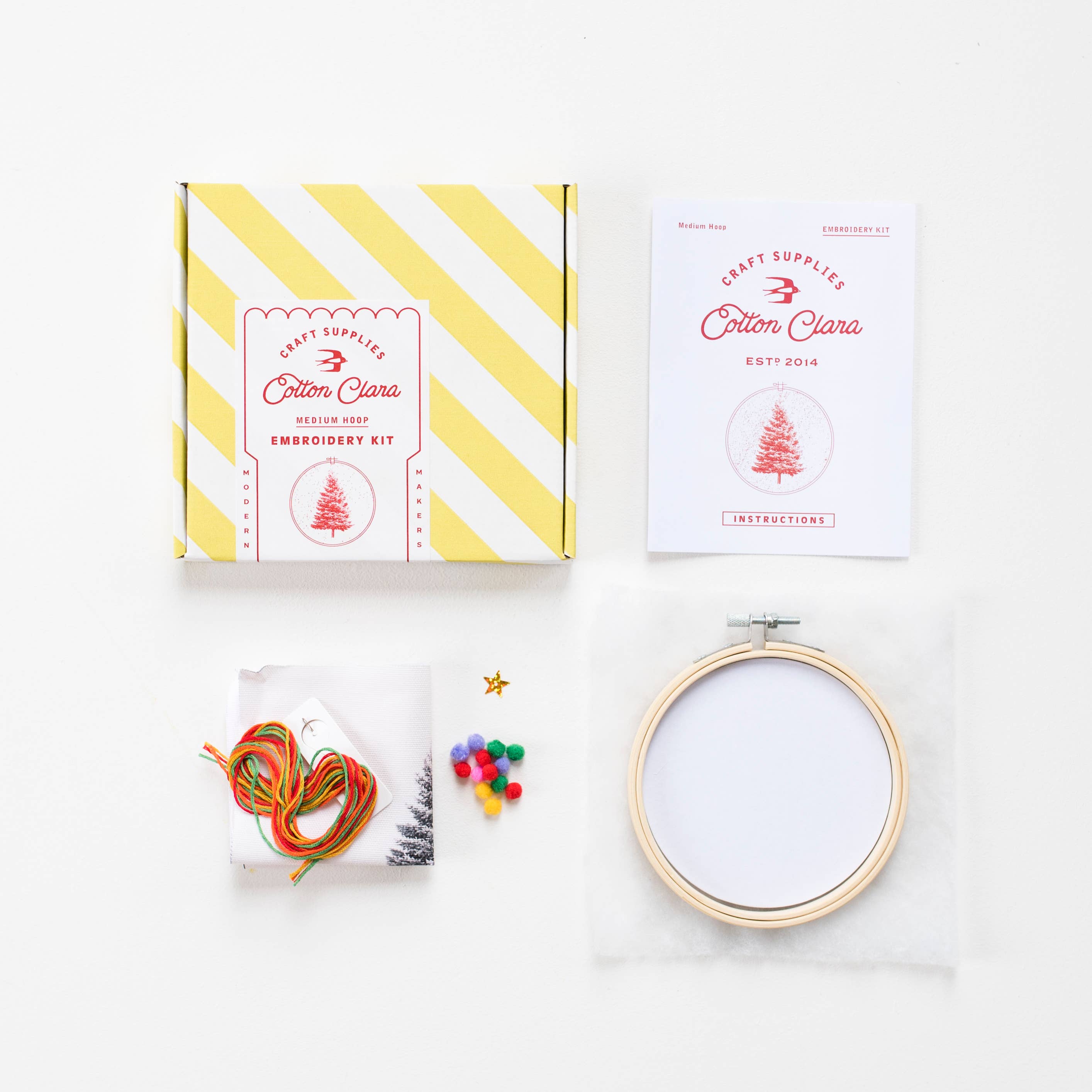 Cotton Clara Craft Kits & Supplies - Venta al por mayor Kit de manualidades - Kit de aros para bordar árboles de Navidad1