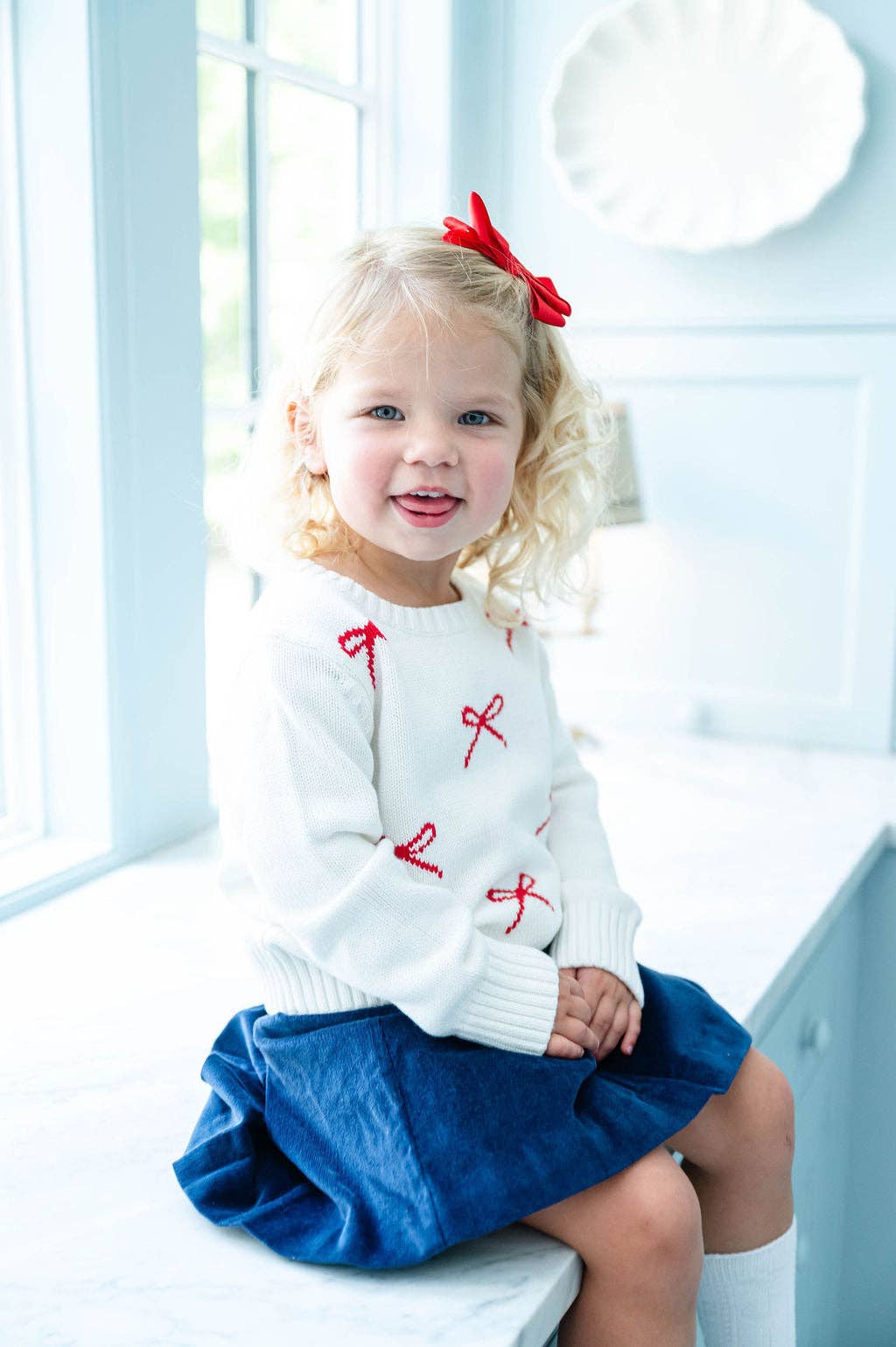 Ruth and Ralph - Wholesale Knit Sweater - Kids - Red and White Bows Sarah Sweater3