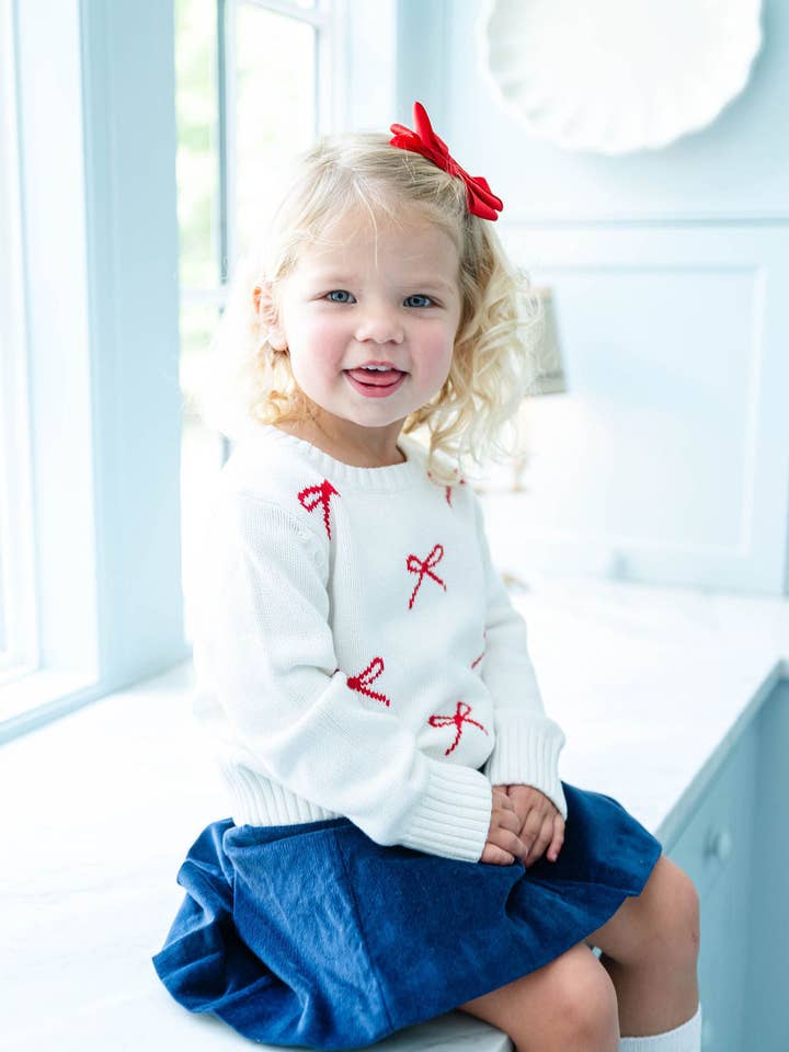 Ruth and Ralph - Wholesale Knit Sweater - Kids - Red and White Bows Sarah Sweater3