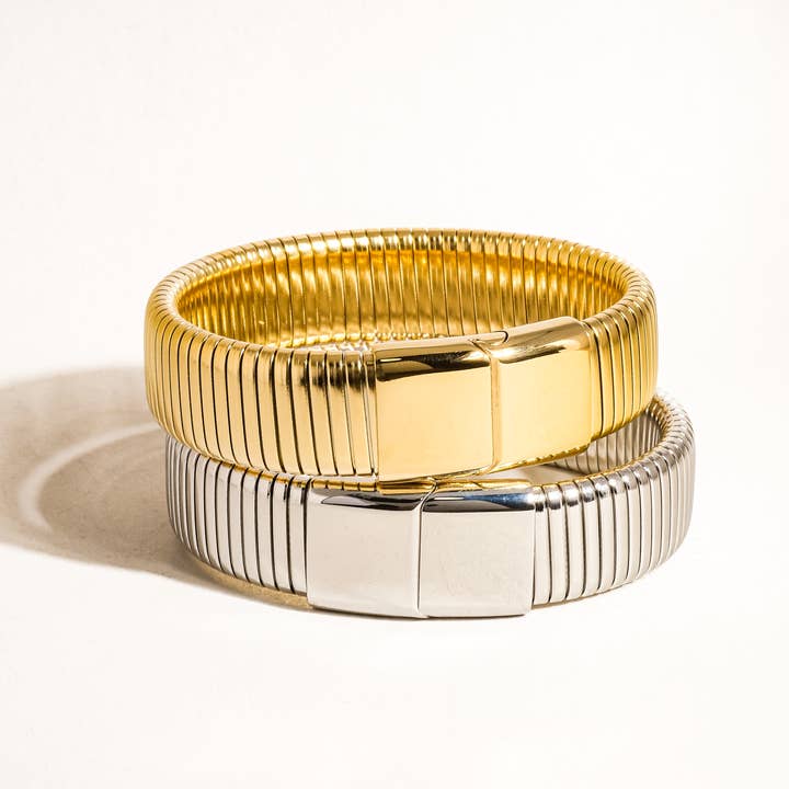 Flânerie by MAIQ - Wholesale Bangle bracelet - Christel 18K Gold Non-Tarnish Stripe Bold Bangle