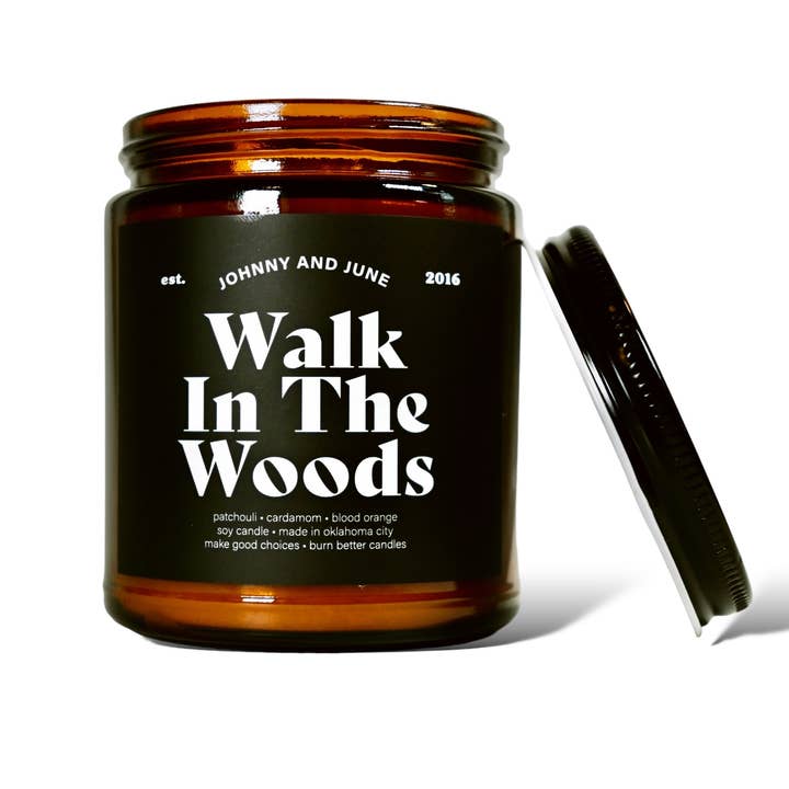 Johnny and June - Wholesale Jar/Filled Candle - Walk In The Woods 8oz Soy Candle