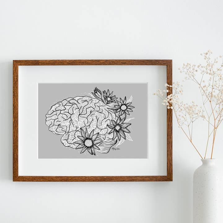 Cérebro Floral - 8x10 ou 11x14 por atacado de Artery Ink