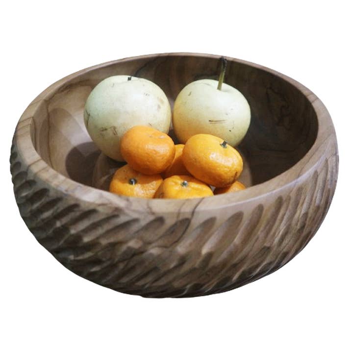 Kasih Co-op - Vendita all'ingrosso Ciotole/Piatti decorativi - Ciotola in legno intagliata inclinata, intagliata a mano da artigiani indonesiani, ciotola in radice di teak massiccio