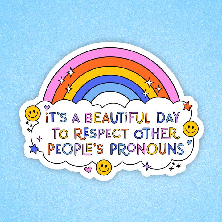 Pride sticker, LGBTQ sticker, Queer merch, Respect pronouns for wholesale by Radical Buttons
