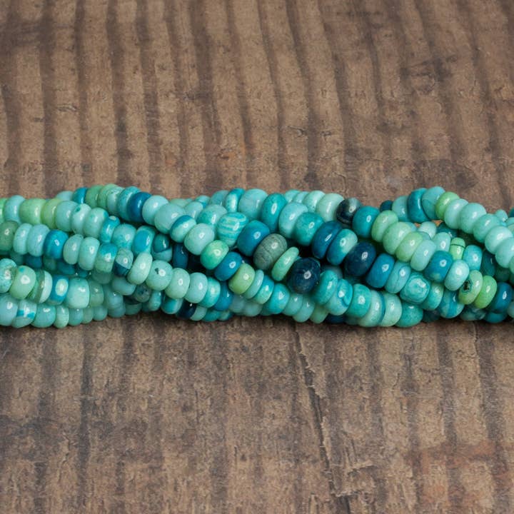 6 mm große, schlichte Rondellen aus blaublauem Opal, 40,6 cm, 105 Perlen für den Großhandel von The Bead Traders