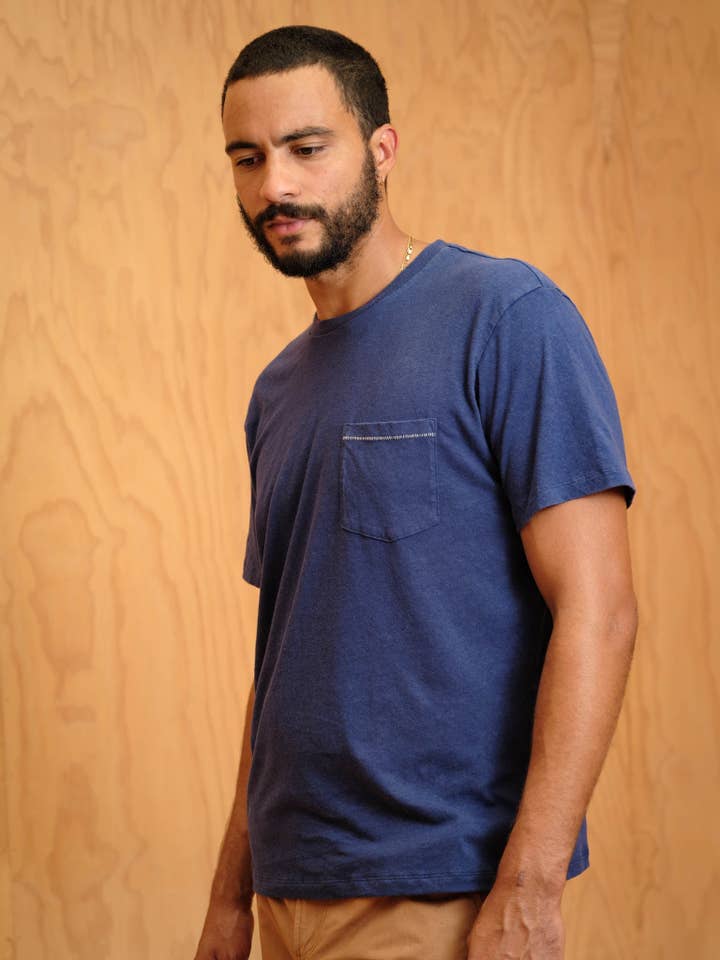 Indigo Hemp Pocket Tee for wholesale on Faire9
