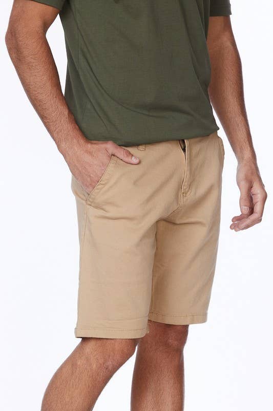 khaki MEN'S TWILL CHINO STRETCH SHORTS  for wholesale on Faire2