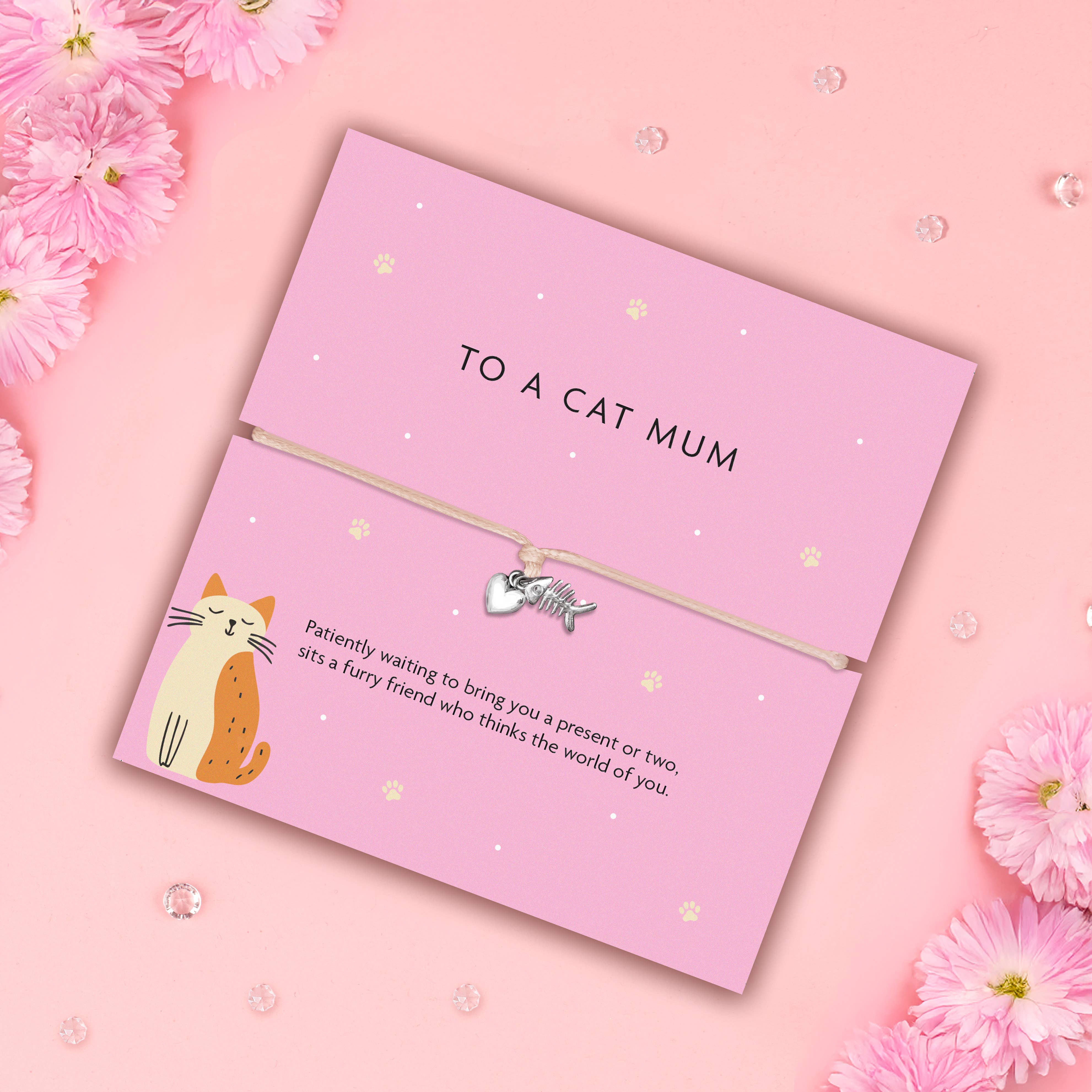 Letterbox Love Bracelets – wholesale Charm/dangle bracelet – Cat Mum – Fish Bone & Heart Charm Bracelet 2