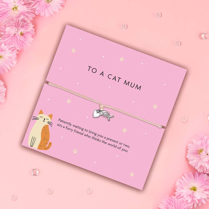 Letterbox Love Bracelets - Wholesale Charm/dangle bracelet - Cat Mum – Fish Bone & Heart Charm Bracelet 2