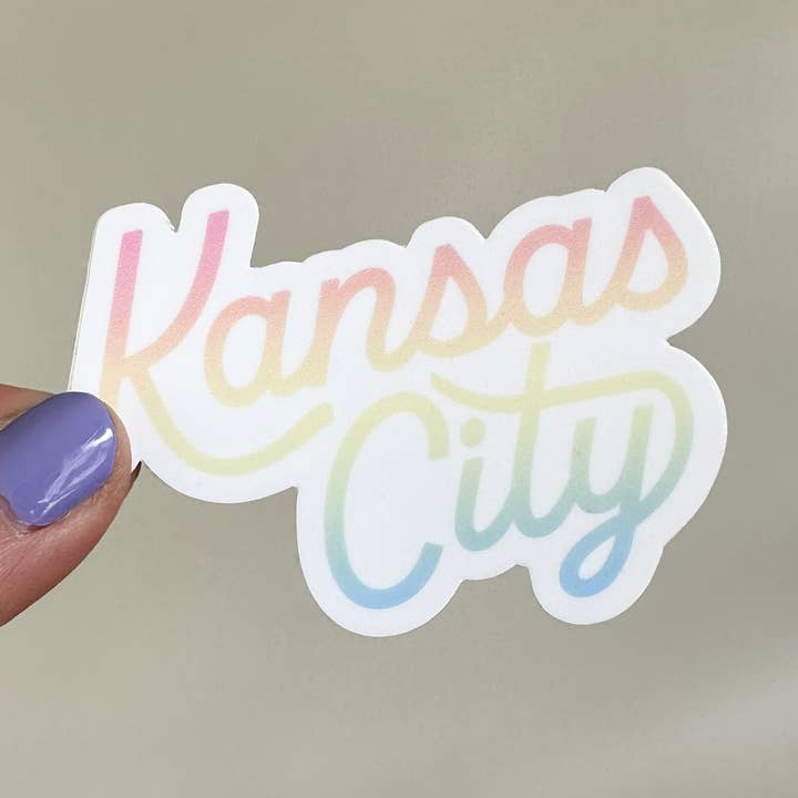 Autocollant aquarelle arc-en-ciel de Kansas City pour la vente par Carly Rae Studio