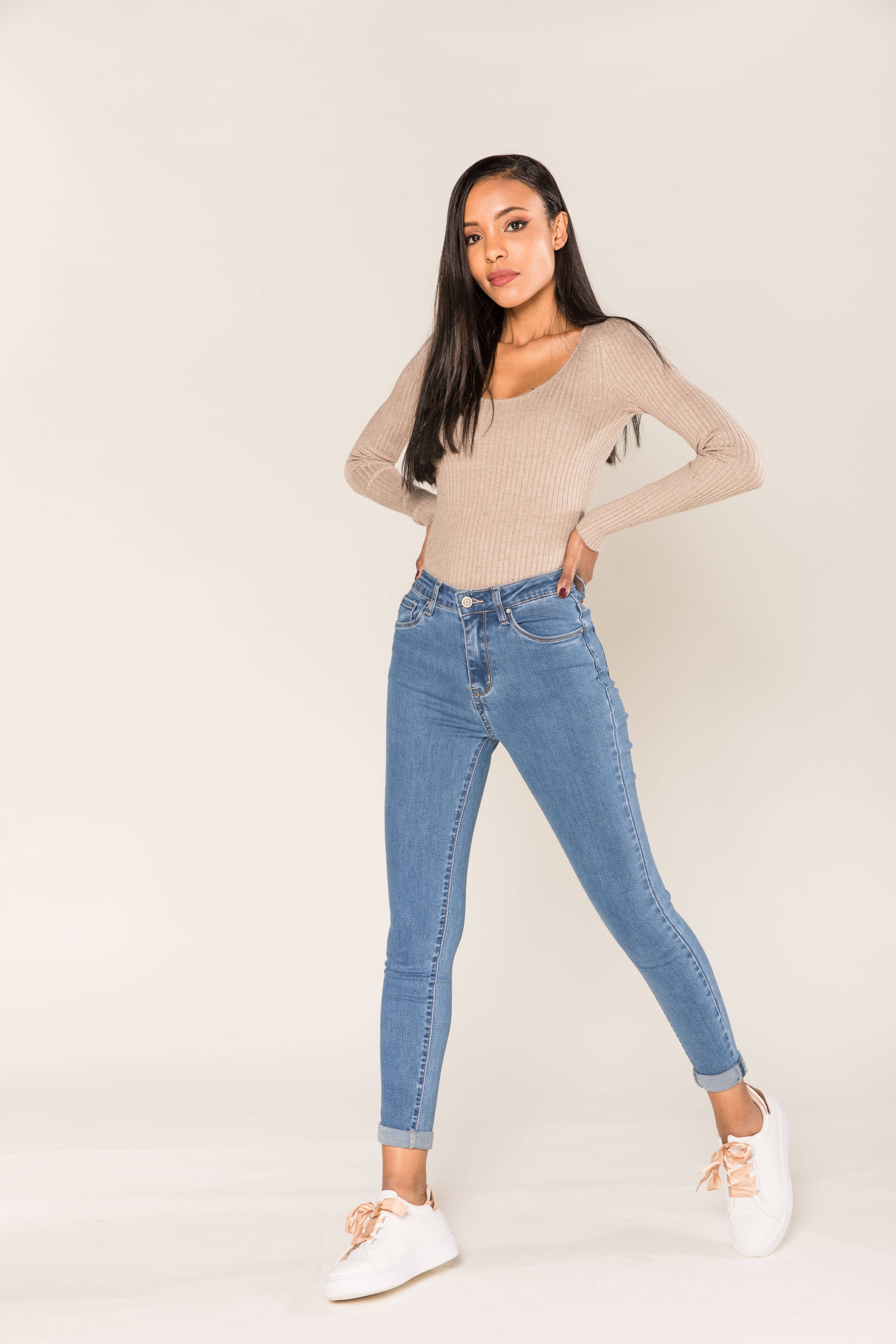 Nina Carter – Engroshandel Jeans - Dame – P078 stretch skinny bukser med høj talje17