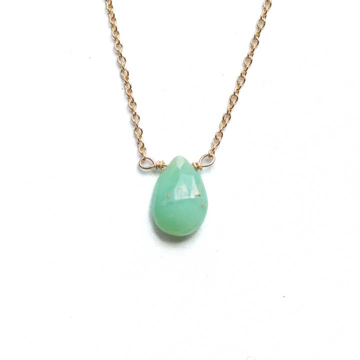 Collar de Pequeña Piedra Preciosa Crisoprasa para venta al por mayor de Julia Szendrei Jewelry