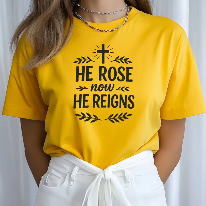Ele Ressuscitou Agora Ele Reina T-Shirt Cristão por atacado de Love Ann Joy Apparel, LLC