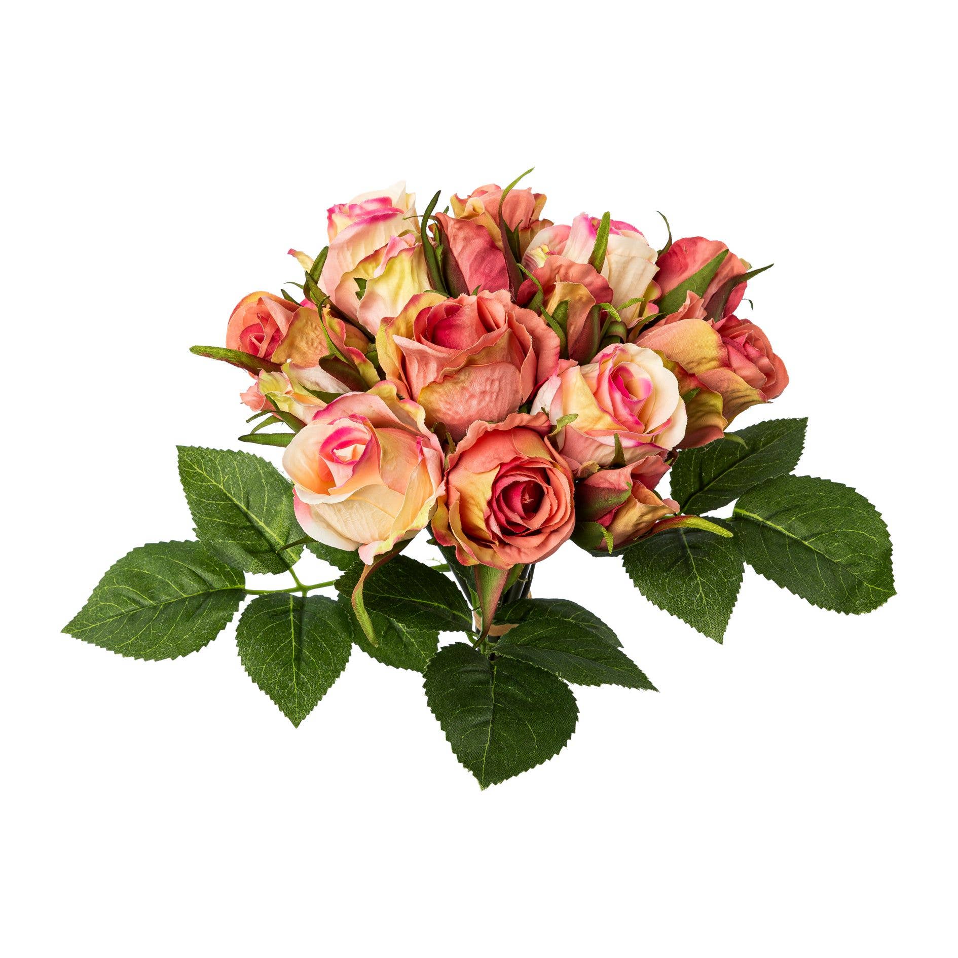 GASPER GmbH - Vendita all'ingrosso Fiori finti - Bouquet di 16 rose rosa, 29 cm0