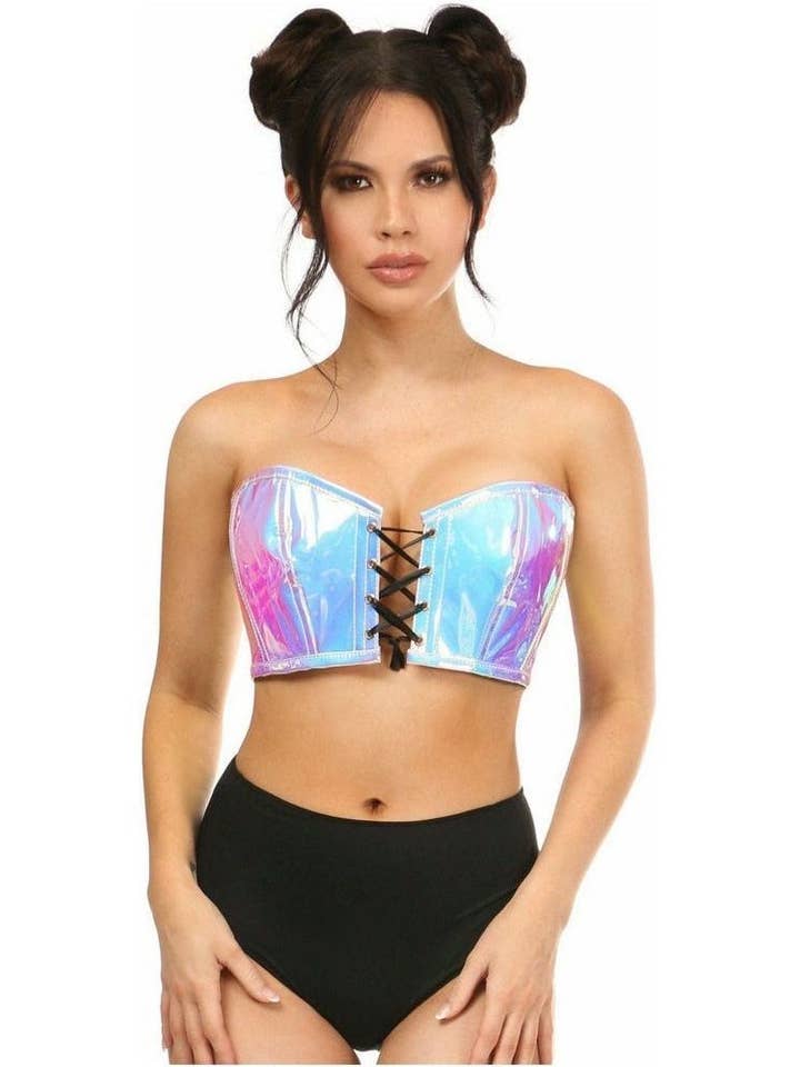 Daisy Corsets - Wholesale Bustier - Women's - Lavish Blue/Purple Holo Lace-Up Bustier Top
