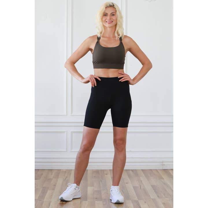 Noir Blair Ultra High-Rise Postpartum Compression Biker Short 8'' (Noir) for wholesale on Faire4