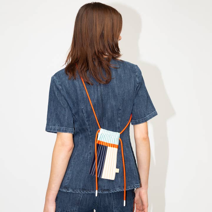 BLUE MINI PLEATED BAG for wholesale by Multitudes