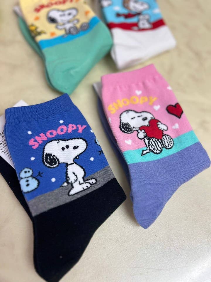 K_Wonderland - Wholesale Sokken - Dames - Peanuts Snoopy enkelsokken voor halfhoge kuit-katoen, ultrazacht