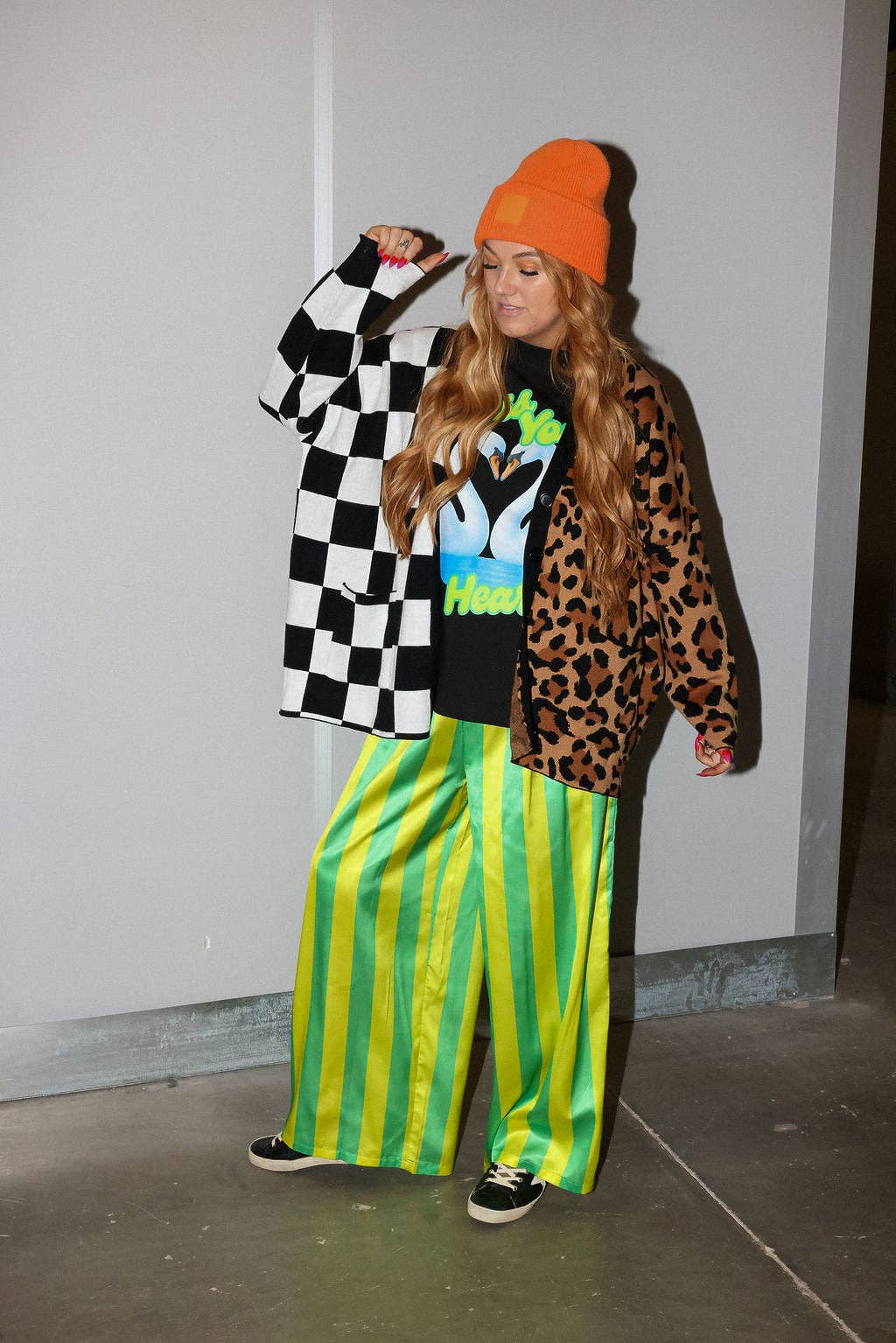 Burnt Toast - Wholesale Cardigan - Women's - Split Decision Checkered & Leopard Oversized Boxy Cardigan **RESTOCKED**1